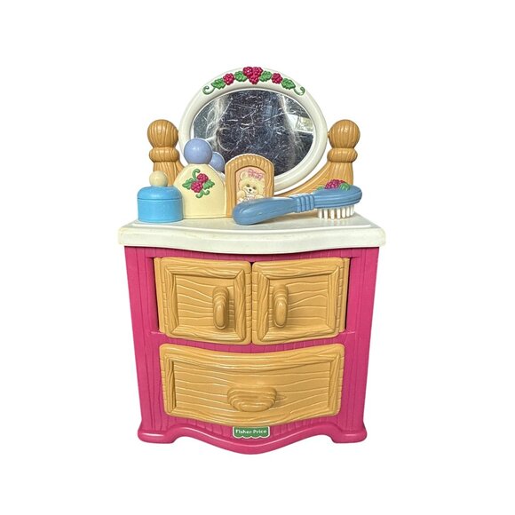 Vintage 1988 Fisher Price Brairberry Bear Pink Dresser Complete - Picture 1 of 5